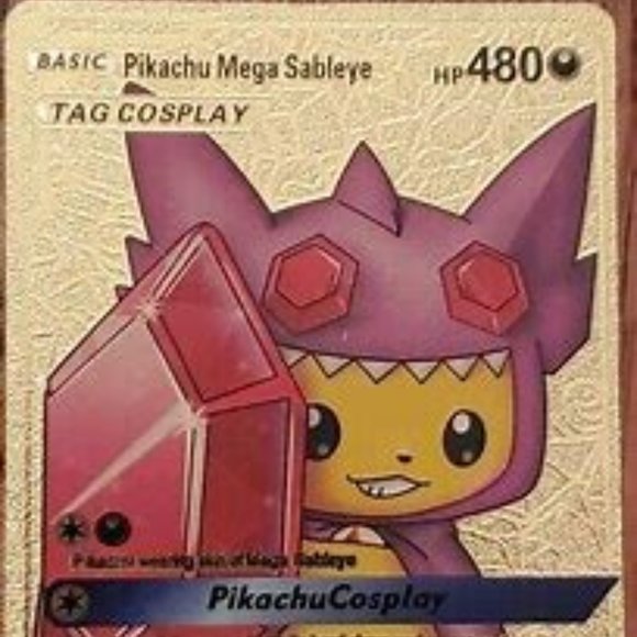 pikachu mega sableye and pikachu mega lucario cosplay pair golden - Picture 3 of 5